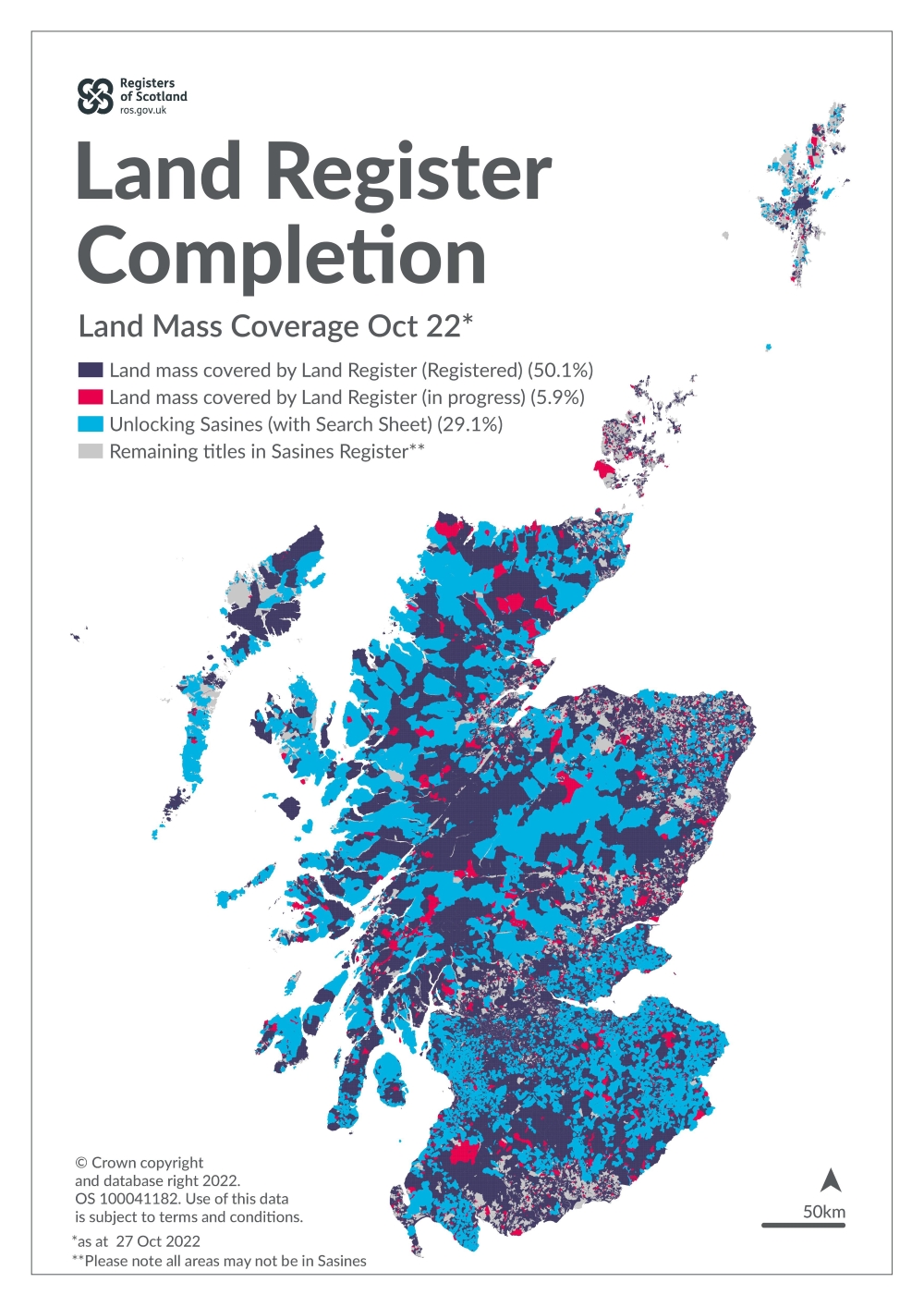 Total land mass coverage map October 2022