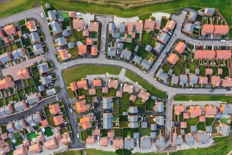 Housing development, photographed from above.