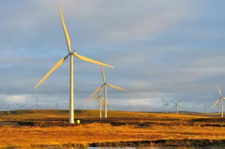 Onshore wind farm in field
