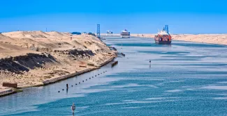 Ships passing through the Suez Canal