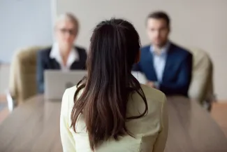 Woman in exit interview