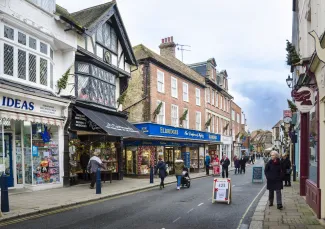 Street with retail shops