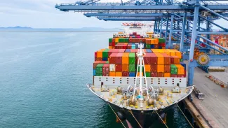 Cargo ship in port