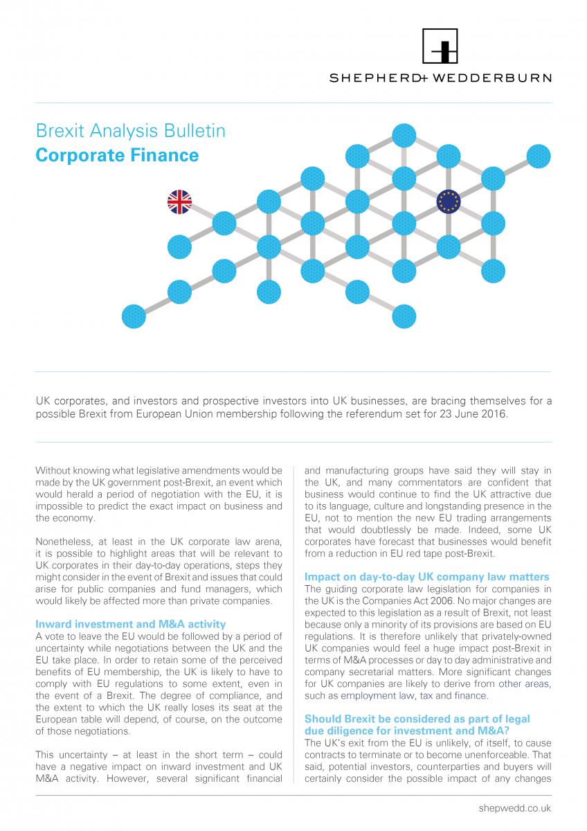 Brexit Analysis Bulletin: Corporate Finance