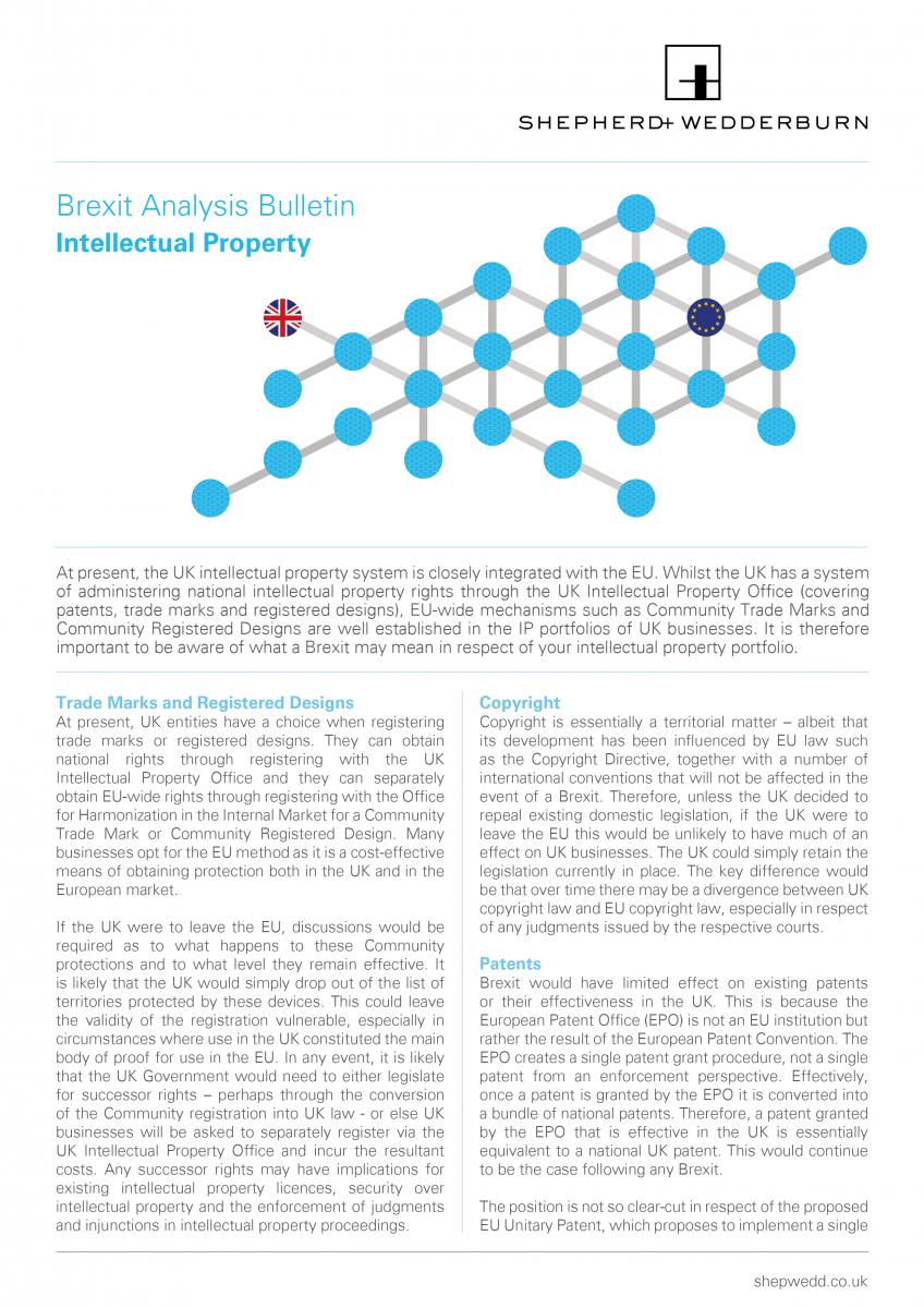 Brexit Analysis Bulletin – Intellectual Property