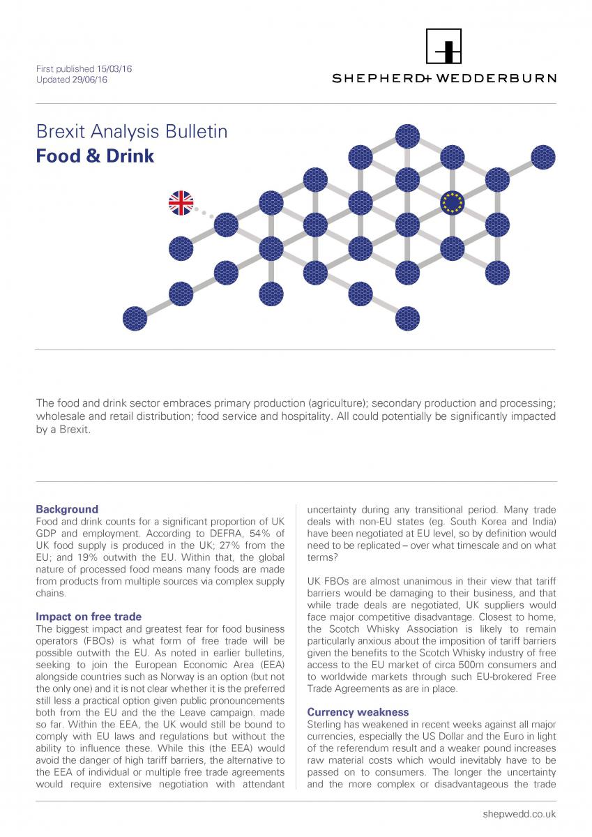 Brexit Post Referendum Analysis: Food & Drink