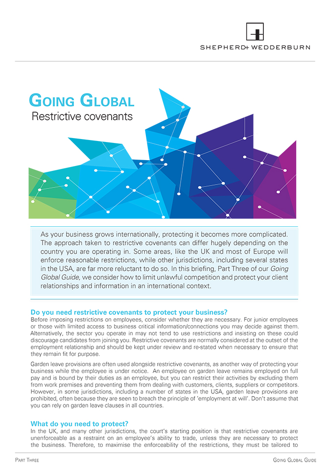 Going Global Guide Part Three: Restrictive Covenants