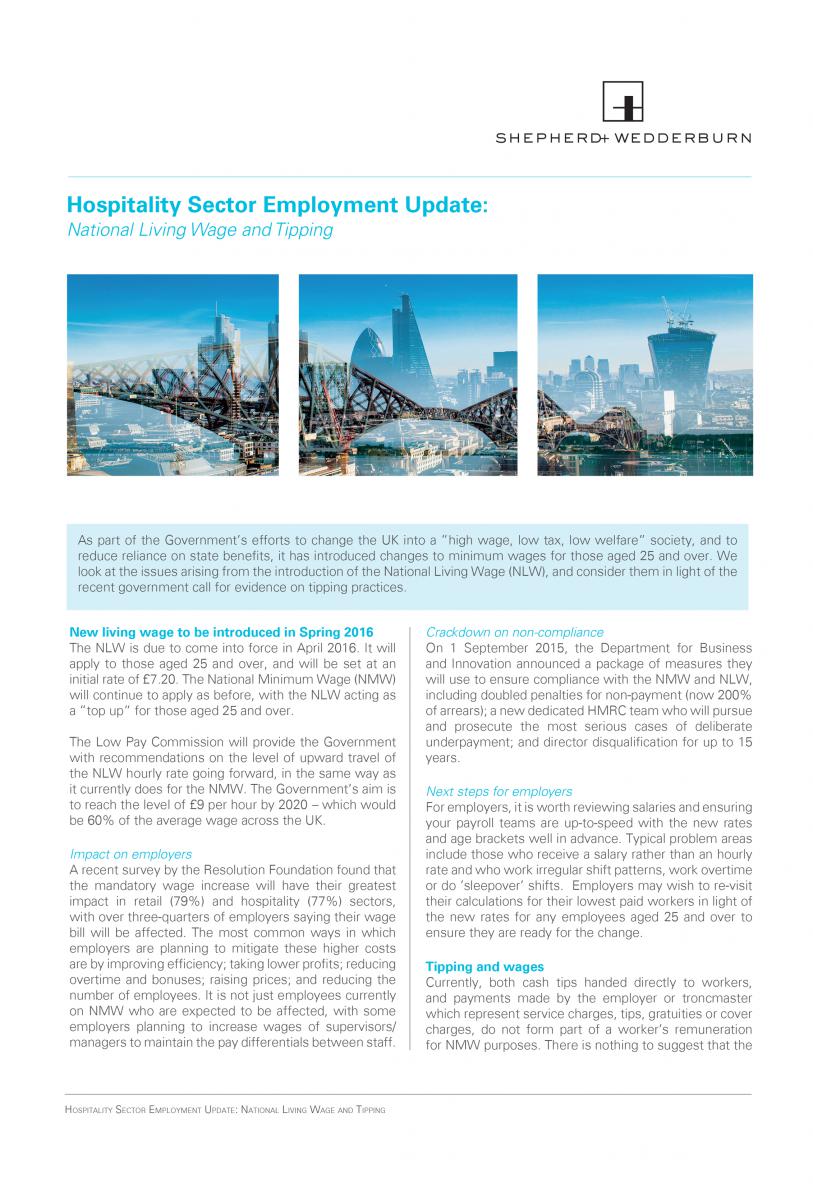 National Living Wage and Tipping