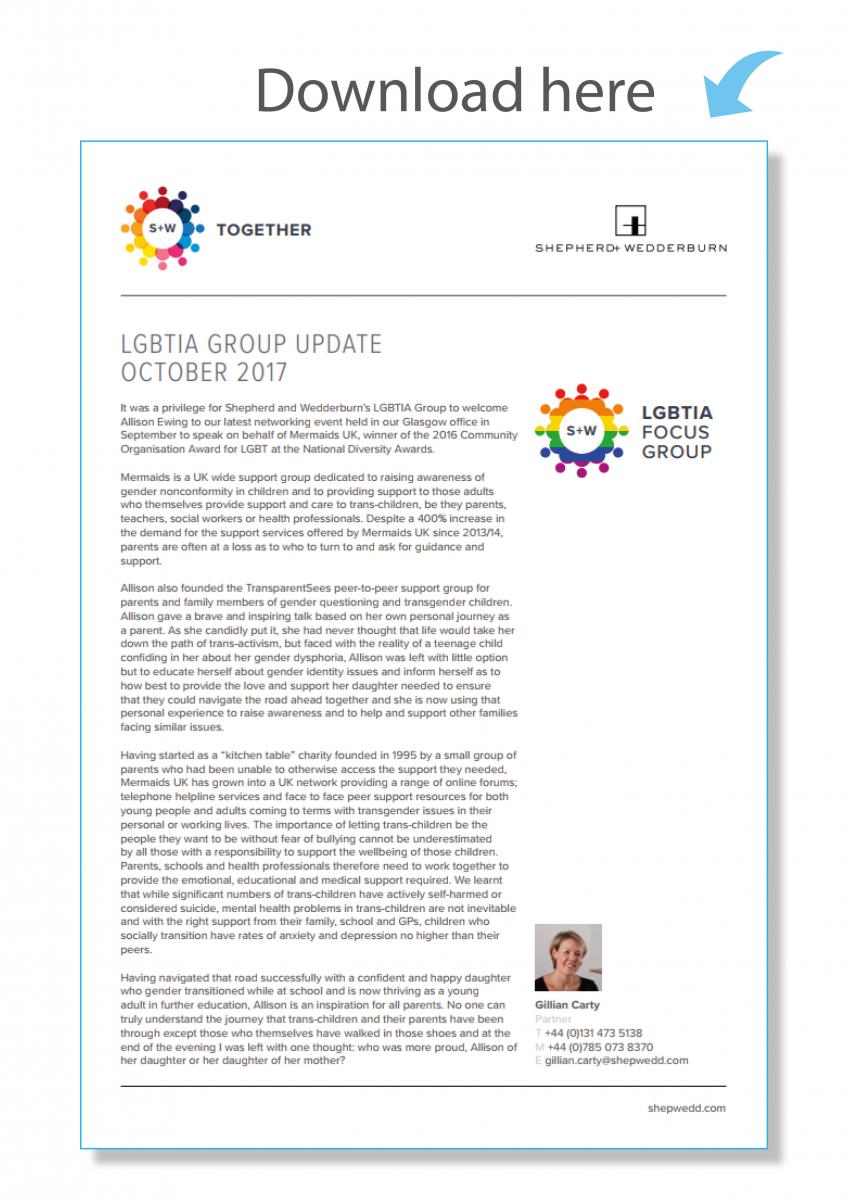 LGBTIA Group Update – October 2017