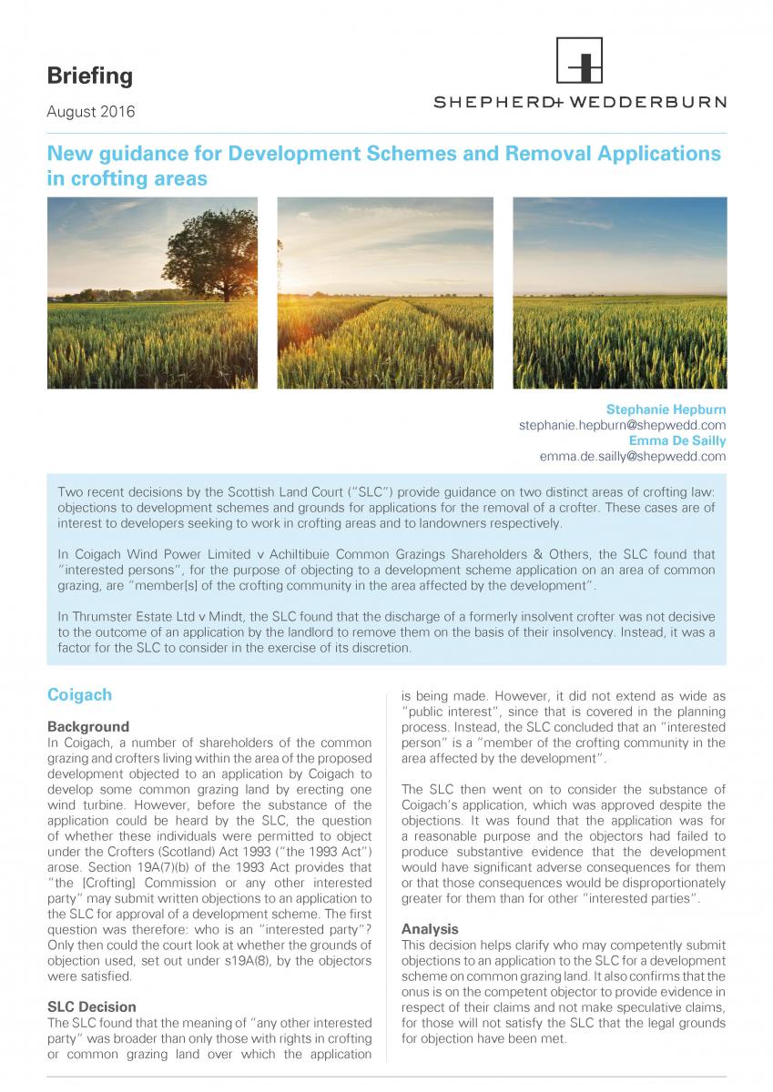 New guidance for Development Schemes and Removal Applications in crofting areas