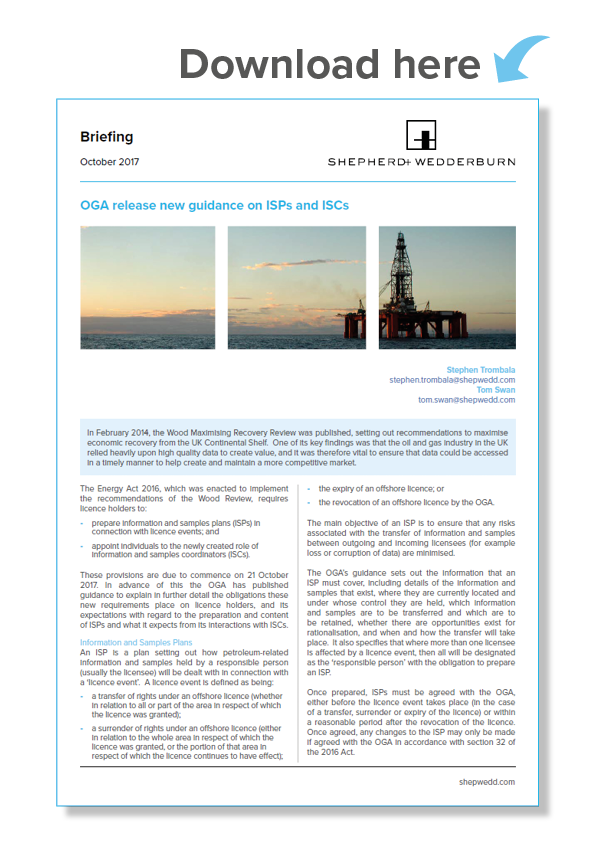 OGA release new guidance on ISPs and ISCs