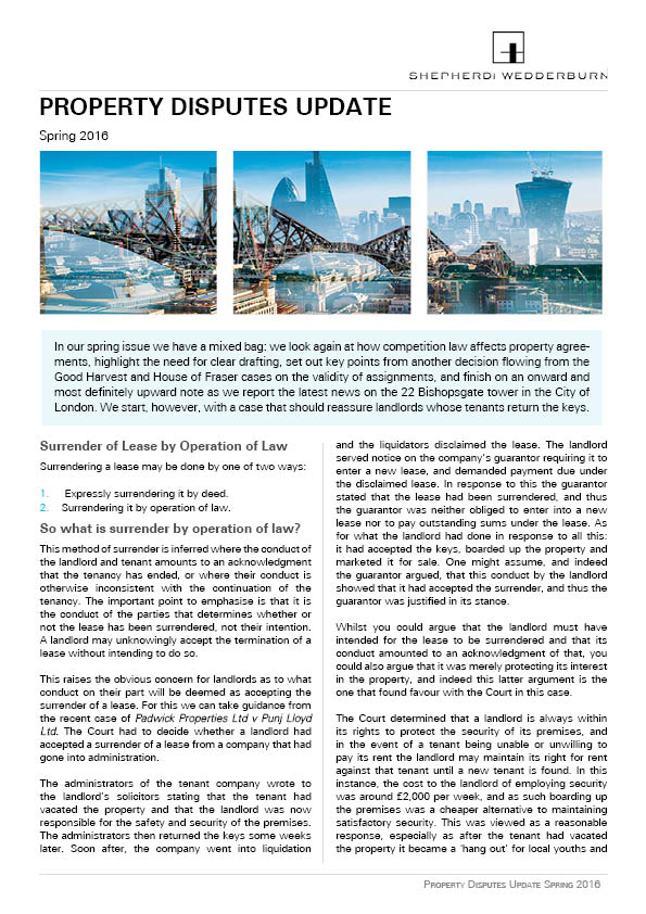 Property Disputes Update – Spring 2016