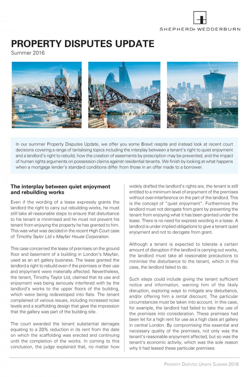 Property Disputes Update: Summer 2016