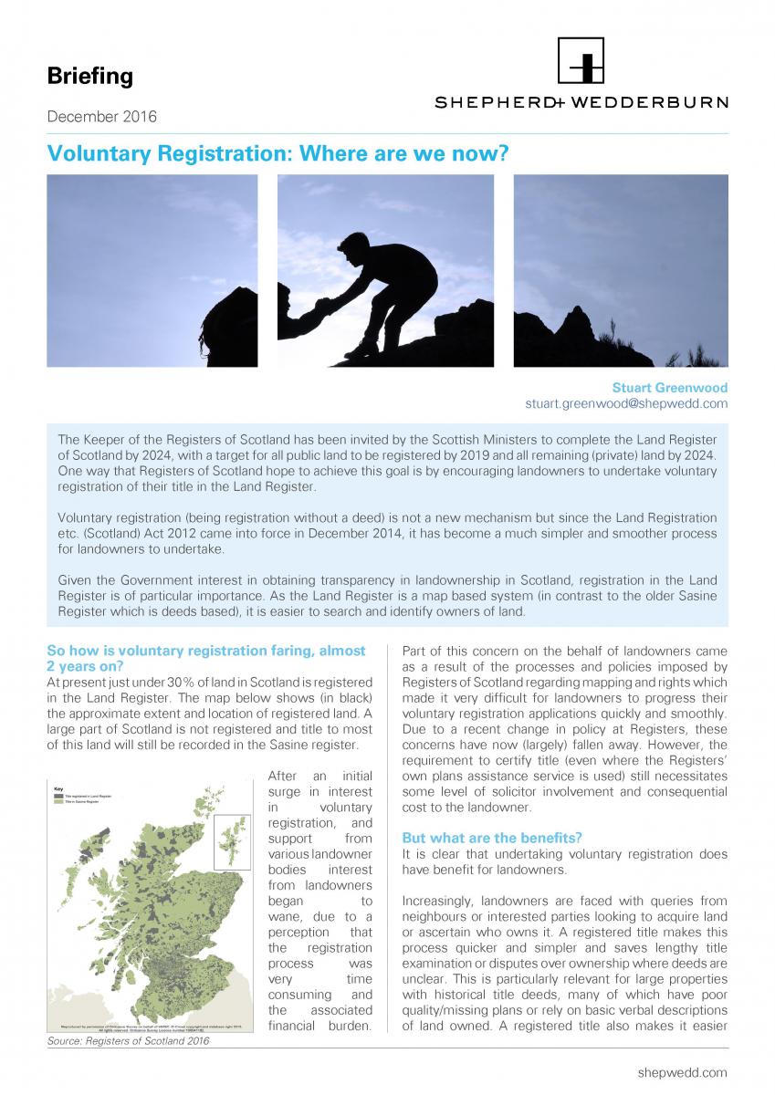 Voluntary Registration: Where are we now?