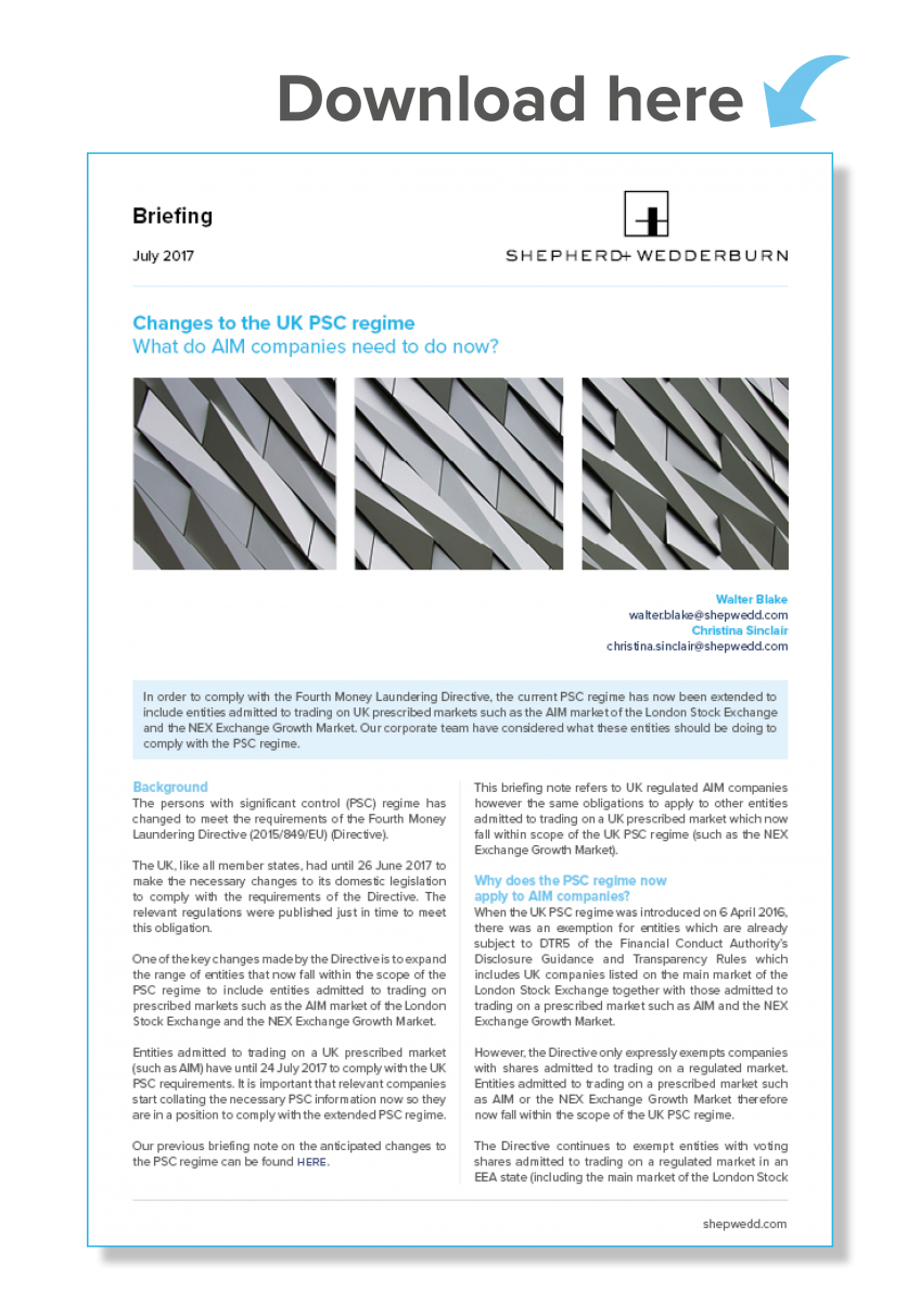Changes to the UK PSC regime – what do AIM companies need to do now?