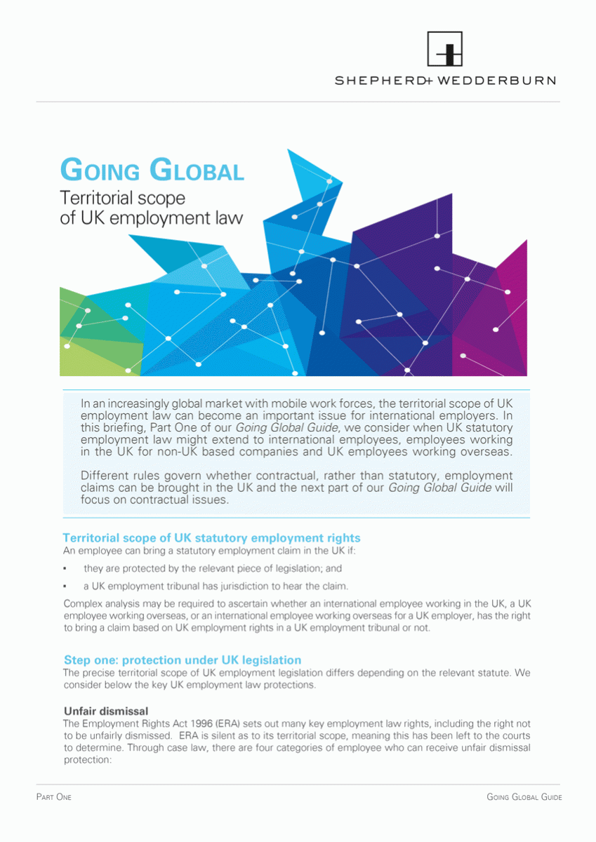 Going Global Guide Part One: Territorial scope of UK employment law