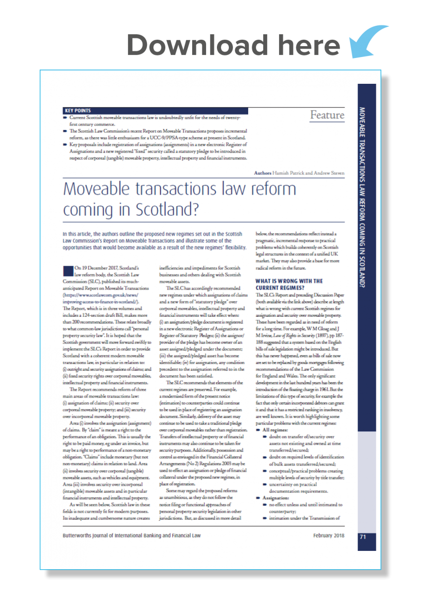 Moveable transactions law reform coming in Scotland?