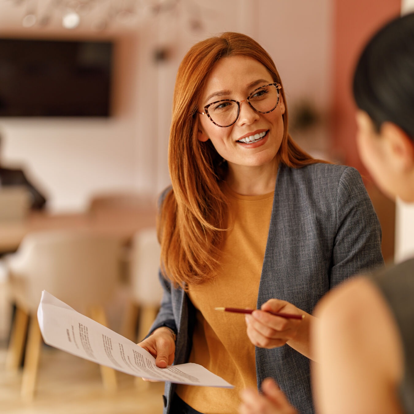Two woman in discussion in the workplace