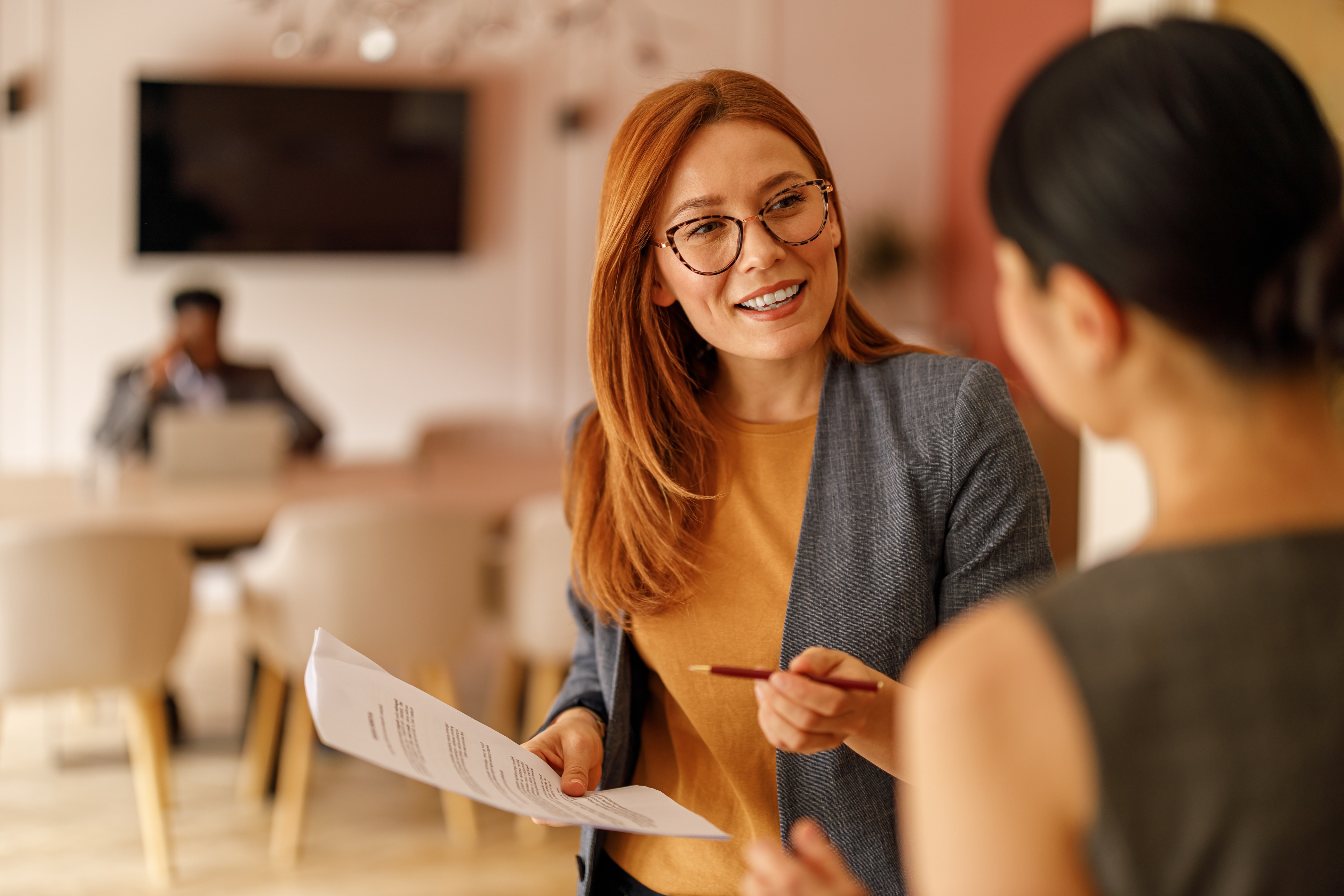 Two woman in discussion in the workplace