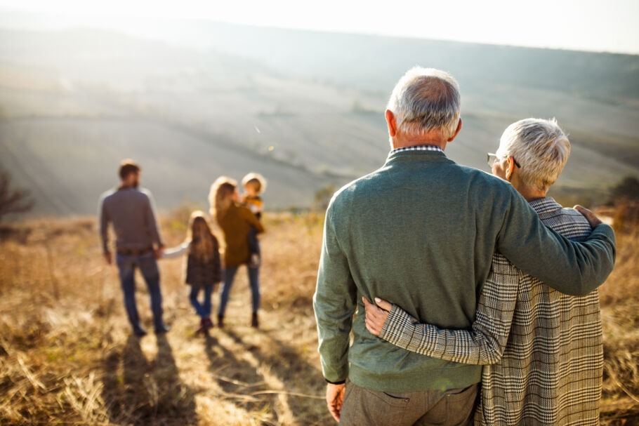 Family in field