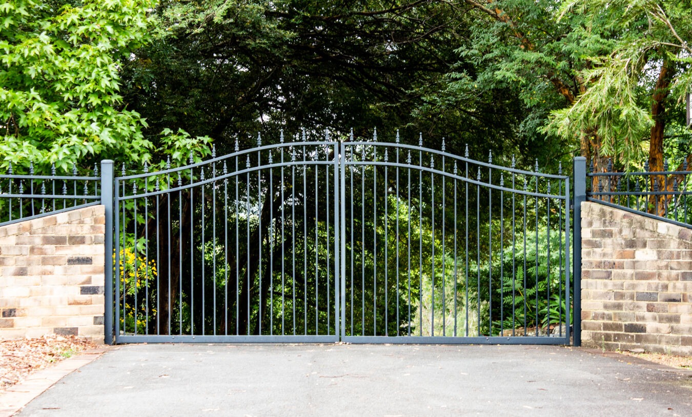 Metal gate over the road
