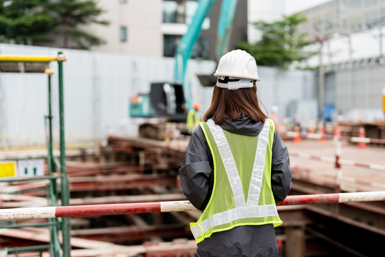 Woman overseeing construction site